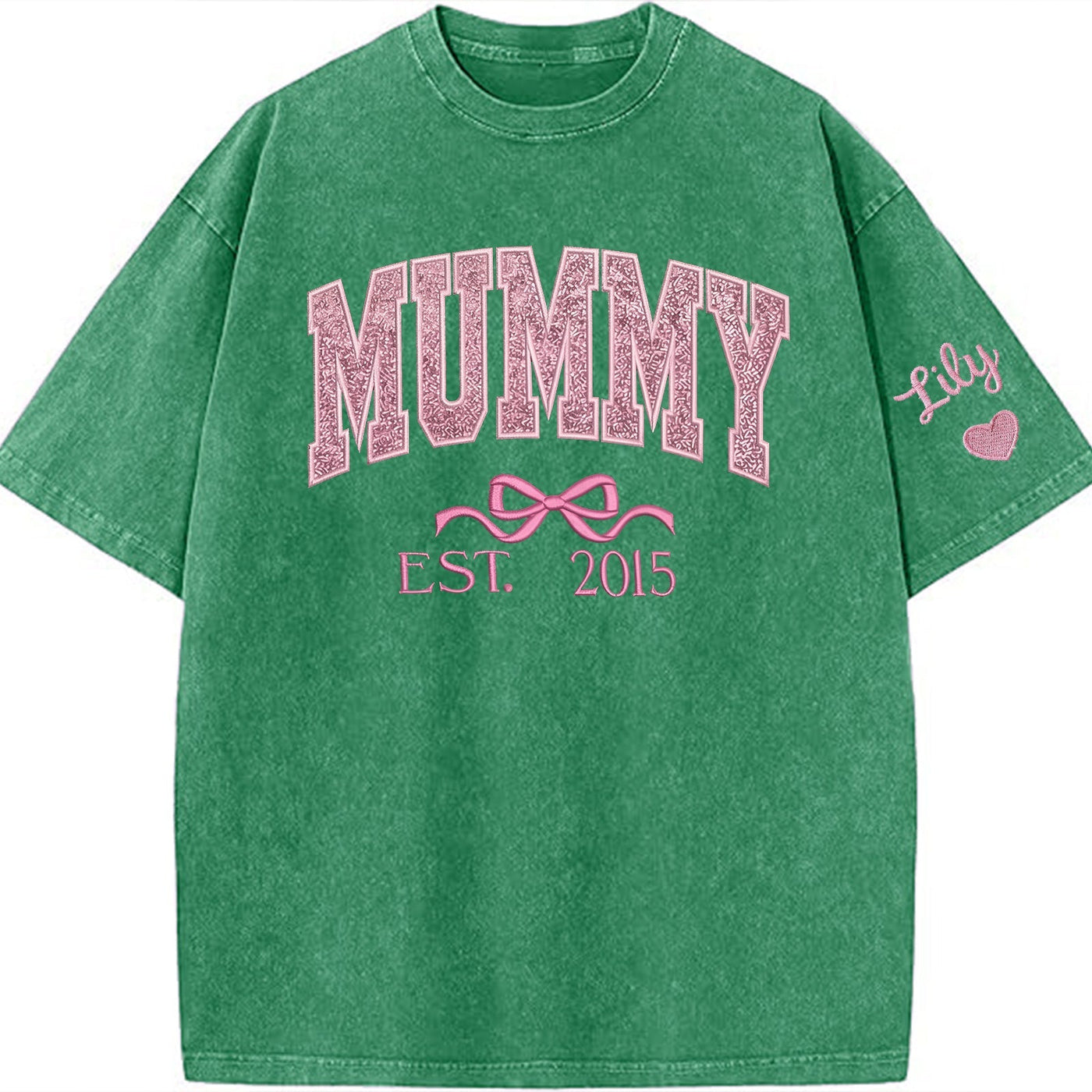 Mom glitter embroidered Washed T-shirt&sweatshirt mother day/personalized year.
