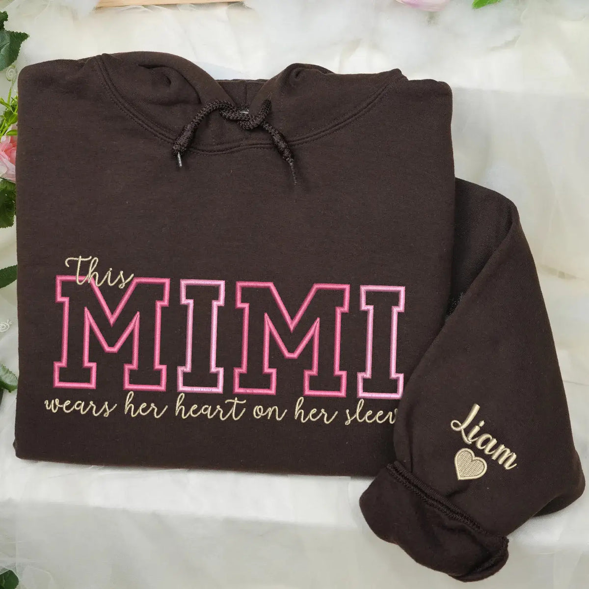 Custom Embroidered This Mimi Wears Her Heart on Her Sleeve Sweatshirt | Mother's Day Gifts