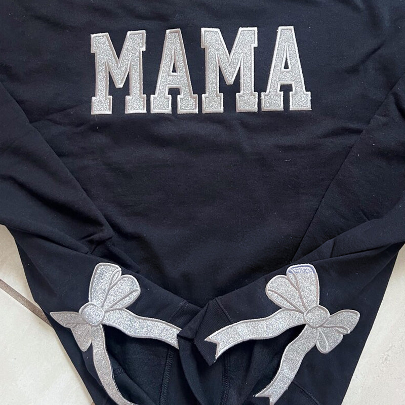 Custom Viral Side Bow Glitter MAMA Sweatshirt | Mother's Day Gifts