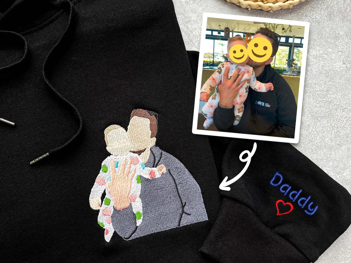 Custom Embroidered Photo Portrait Sweatshirt For papà, papá, dad