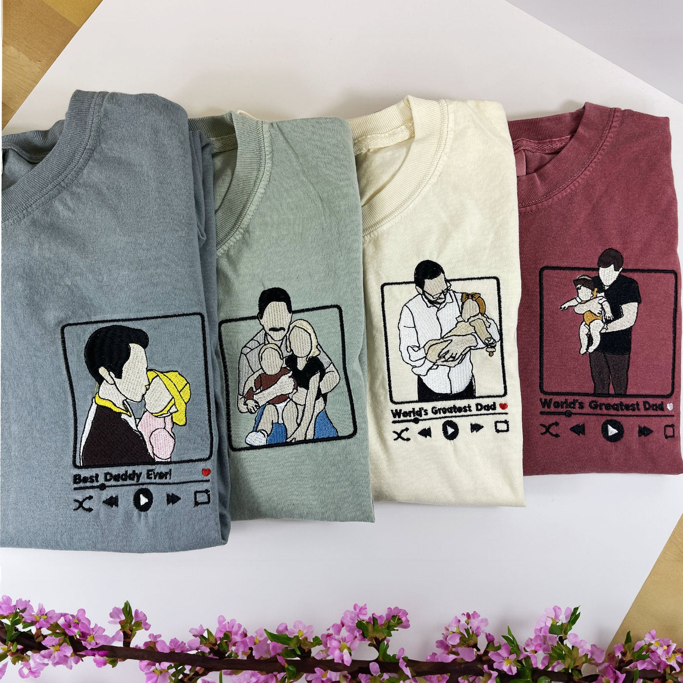 Custom Embroidered Photo Portrait Sweatshirt For papà, papá, dad