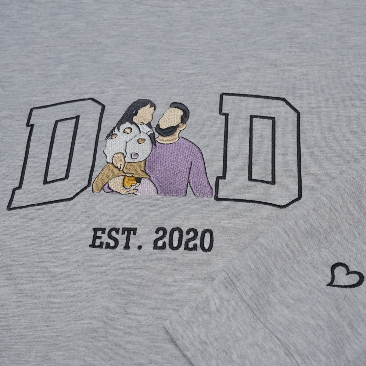 Custom Portrait from Photo Sweatshirt Embroidered Dad,Papa Sweatshirt