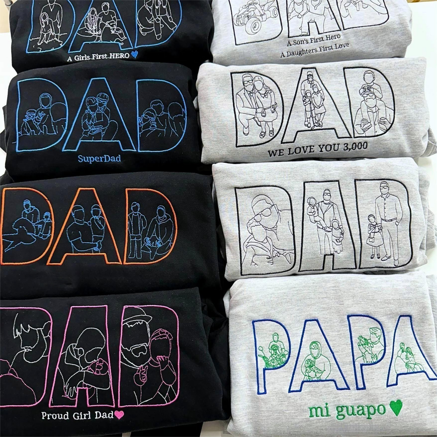 Custom Papa,Dad Ever -Embroidered Sweatshirt For Father's Day - Gifts for Dad, Papa, Daddy and Grandpa