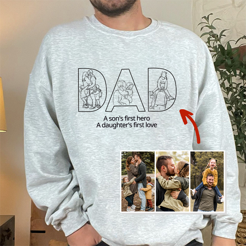 Custom Papa,Dad Ever -Embroidered Sweatshirt For Father's Day - Gifts for Dad, Papa, Daddy and Grandpa