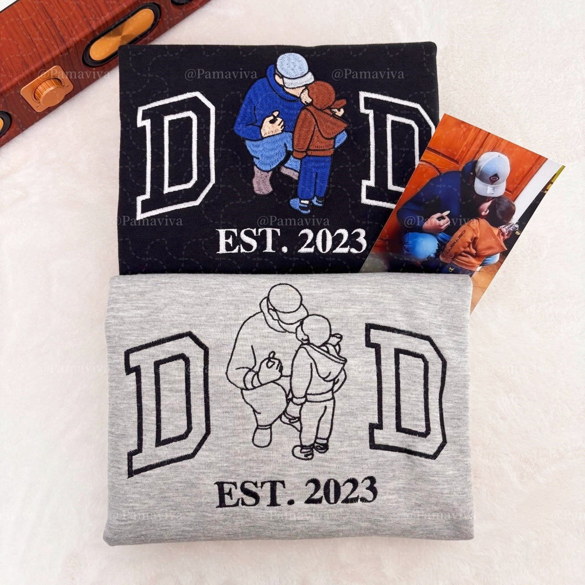 Custom Portrait from Photo Sweatshirt Embroidered Dad,Papa Sweatshirt