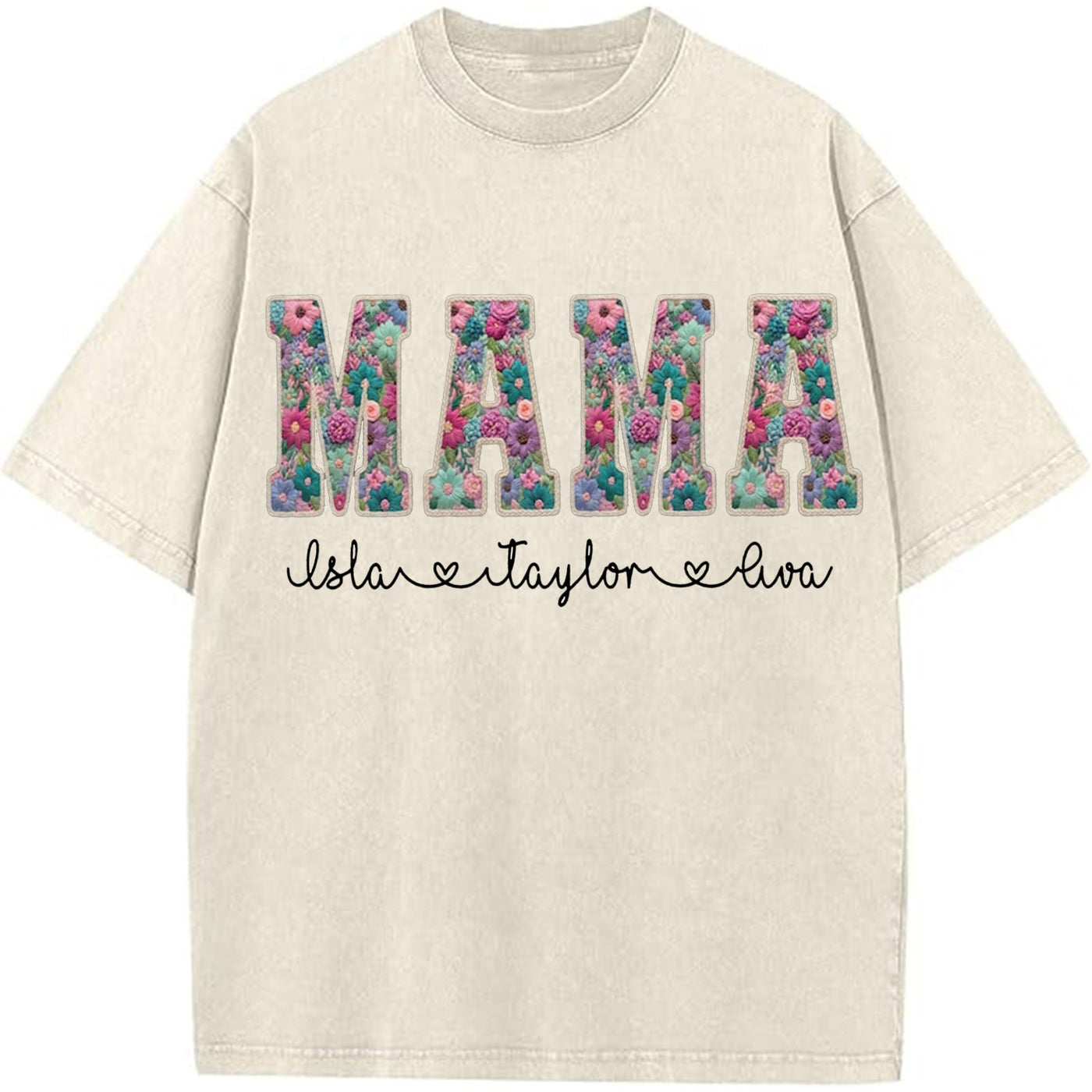 Personalized Floral "MAMA"  Vintage Washed Sweatshirt – Custom Kids Names Gift for Mom
