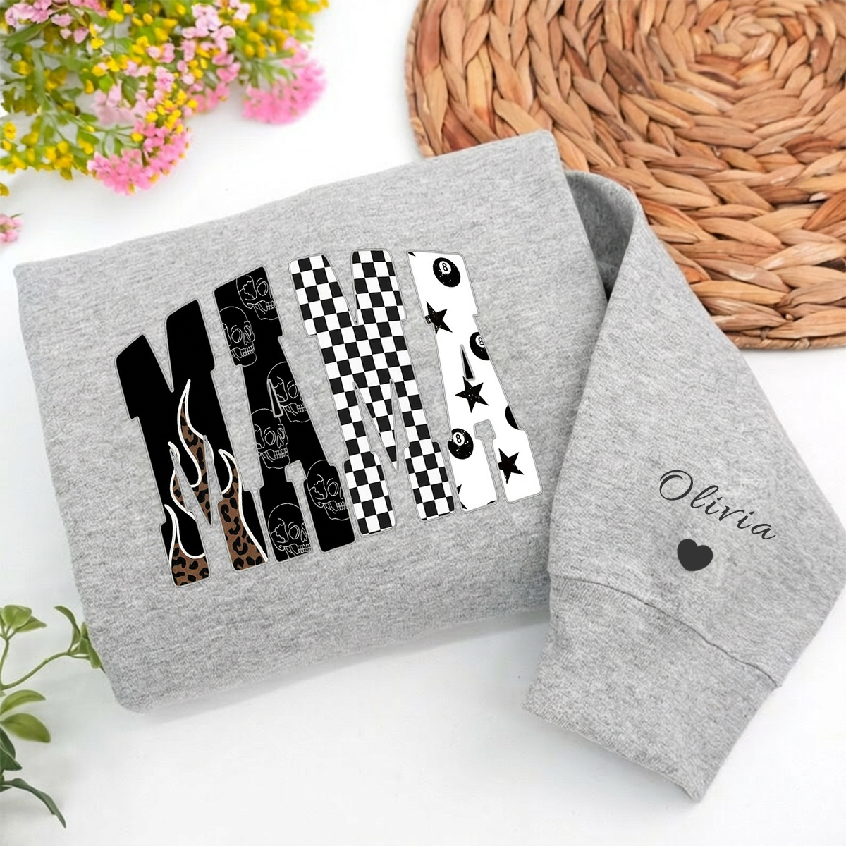 Custom Edgy Mama Crew Sweatshirt Western Clothing | Mother's Day Gifts