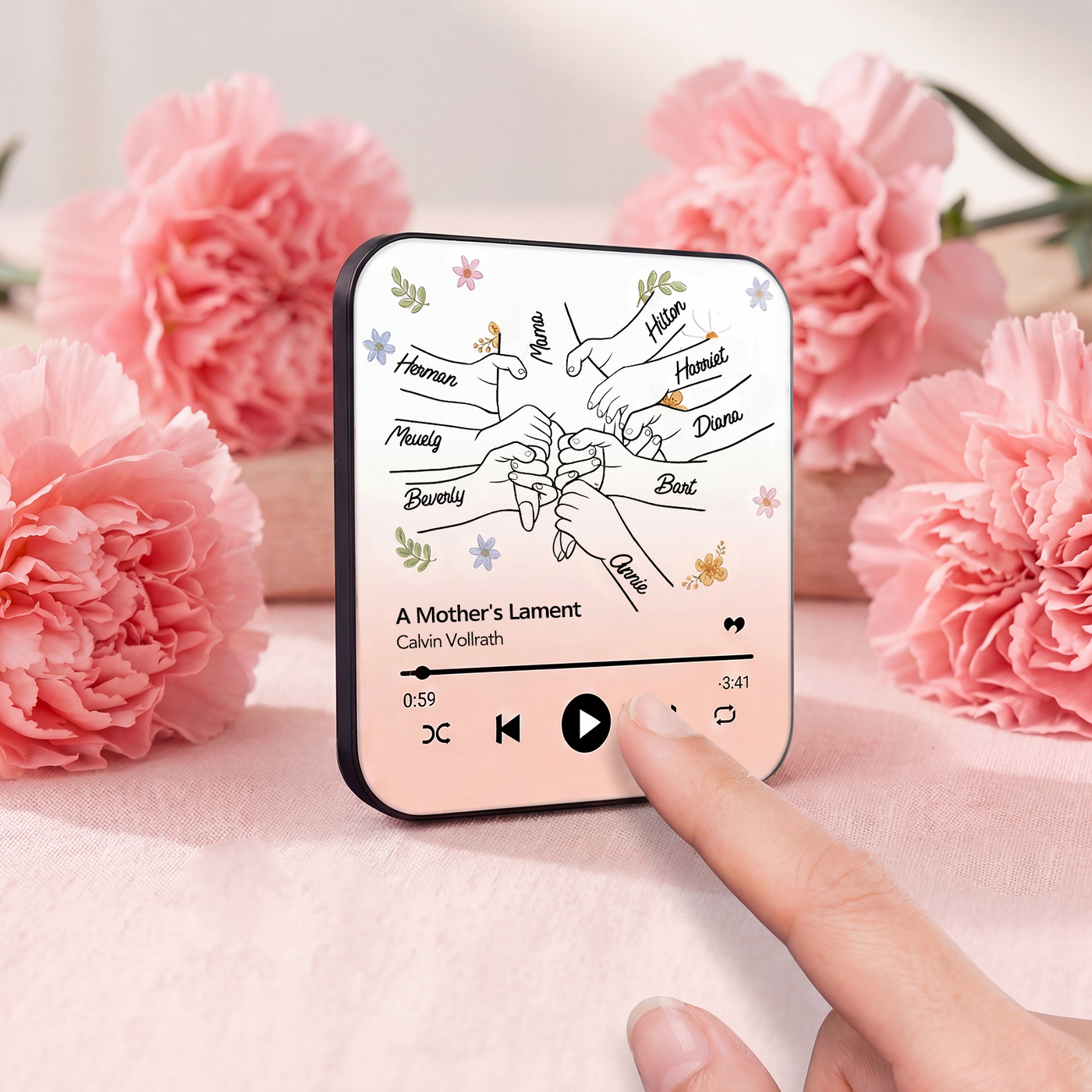 Personalised Hand-in-Hand Music Fridge Magnet | Mother's Day Gifts