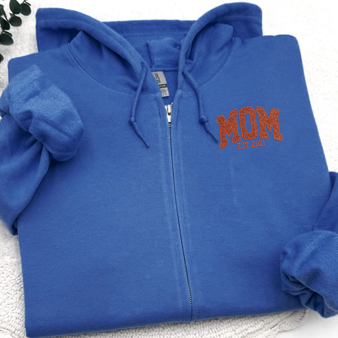Custom Glitter Mom Full Zip Sweatshirt | Gift for Mom