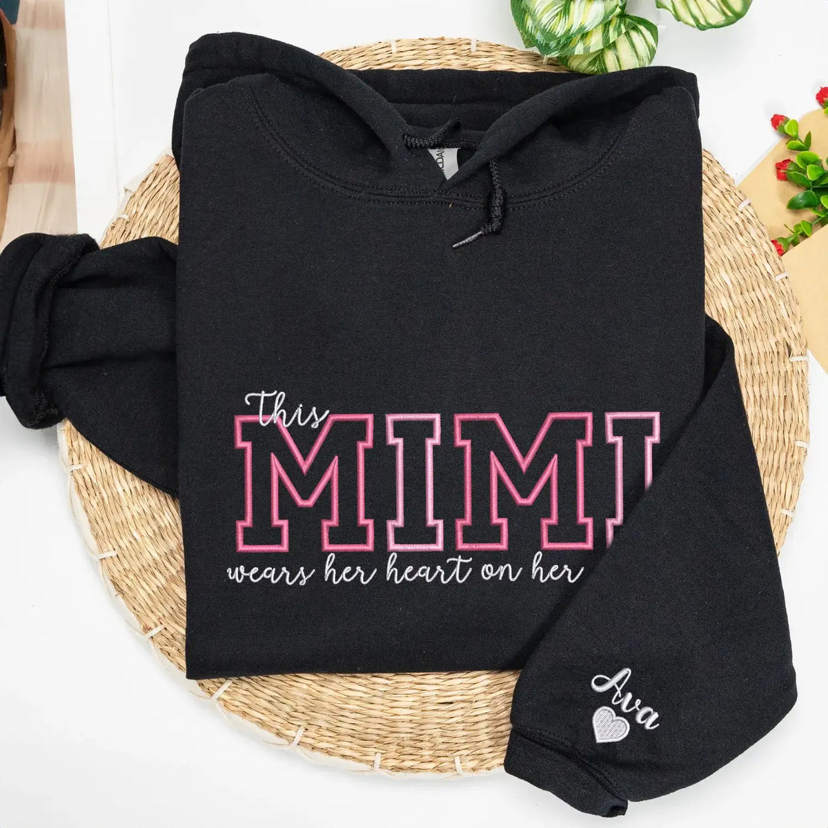Custom Embroidered This Mimi Wears Her Heart on Her Sleeve Sweatshirt | Mother's Day Gifts