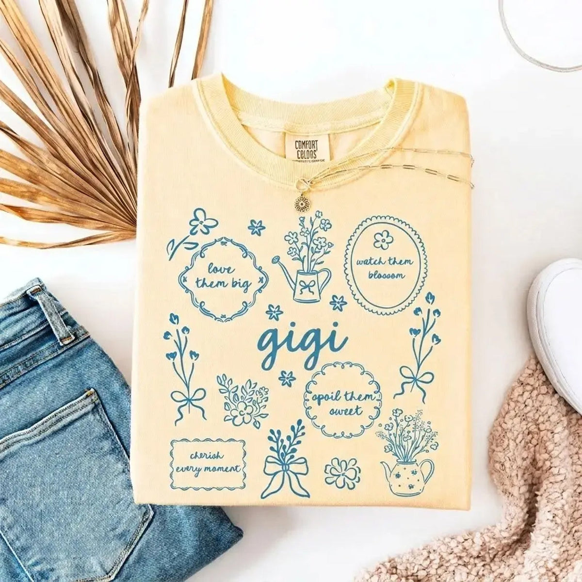 Custom Floral Grandma Heat Transfer Print Sweatshirt | Mother's Day Gift