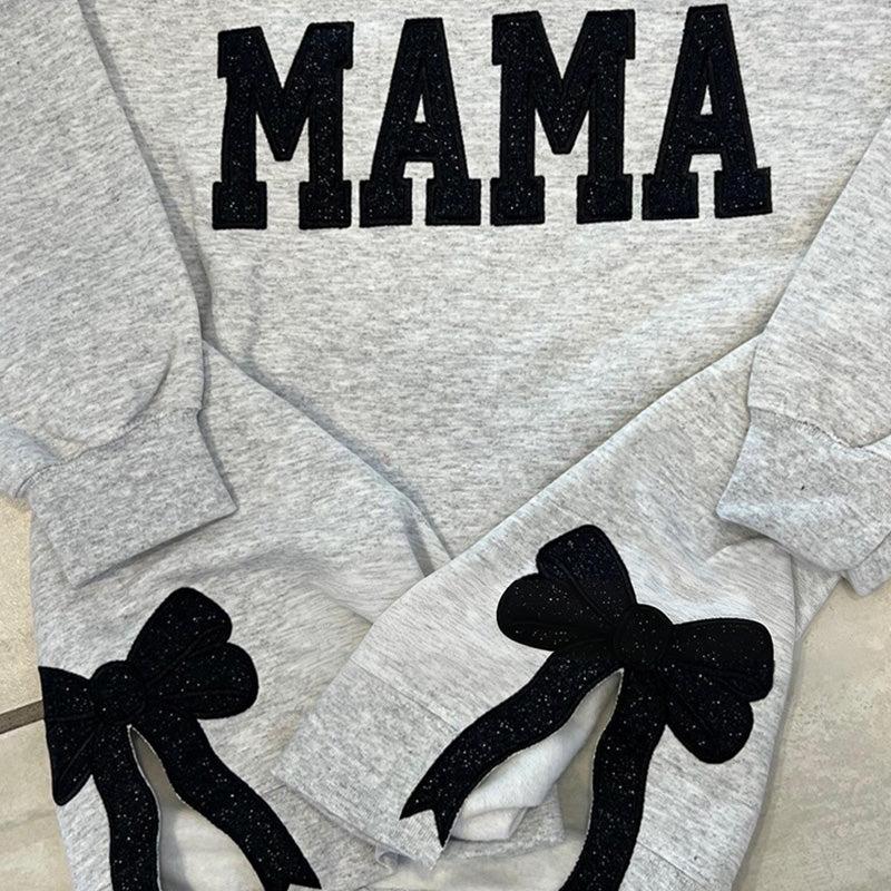 Custom Viral Side Bow Glitter MAMA Sweatshirt | Mother's Day Gifts