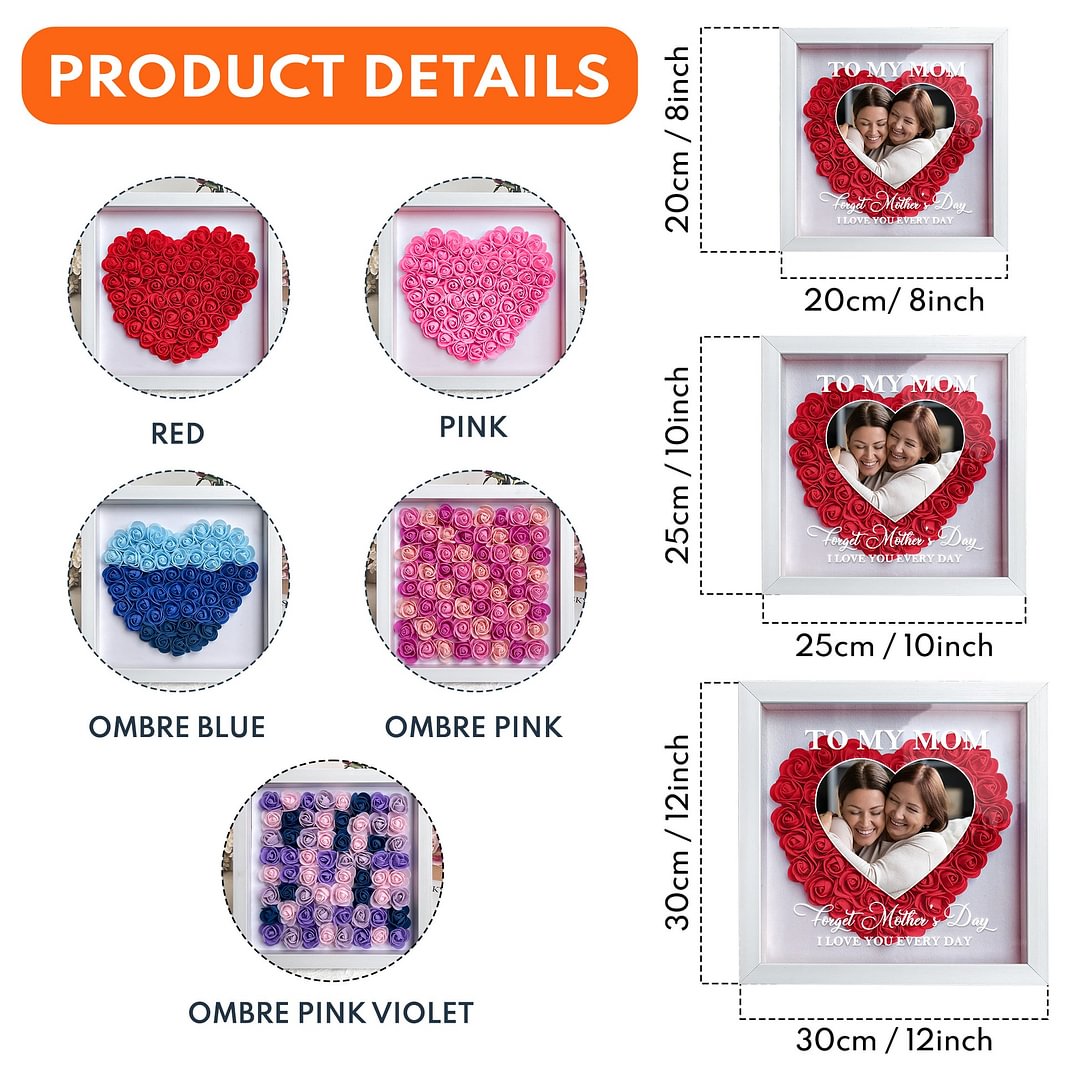 Mom Gift I Love You Every Day - Personalized Flower Shadow Box | Mother’s Day gift