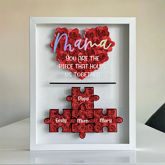 Mother's Day Jigsaw Puzzle Flower Shadow Box | Customized Gift for Mom