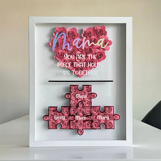 Mother's Day Jigsaw Puzzle Flower Shadow Box | Customized Gift for Mom
