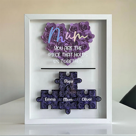 Mother's Day Jigsaw Puzzle Flower Shadow Box | Customized Gift for Mom