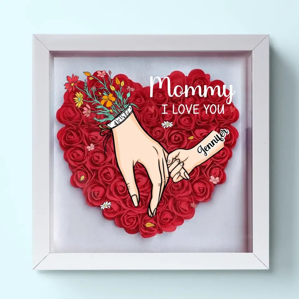 Family Love Blooms Forever - Custom Mother's Day Personalized Flower Shadow Box With Led Light Personalized Gift for mom,grandma