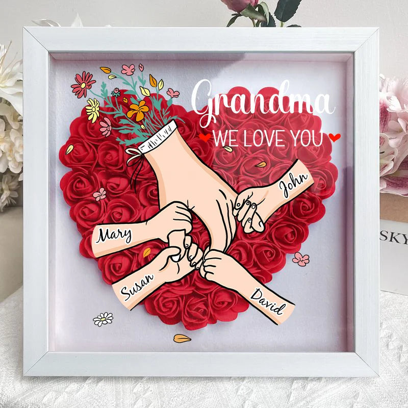 Family Love Blooms Forever - Custom Mother's Day Personalized Flower Shadow Box With Led Light Personalized Gift for mom,grandma