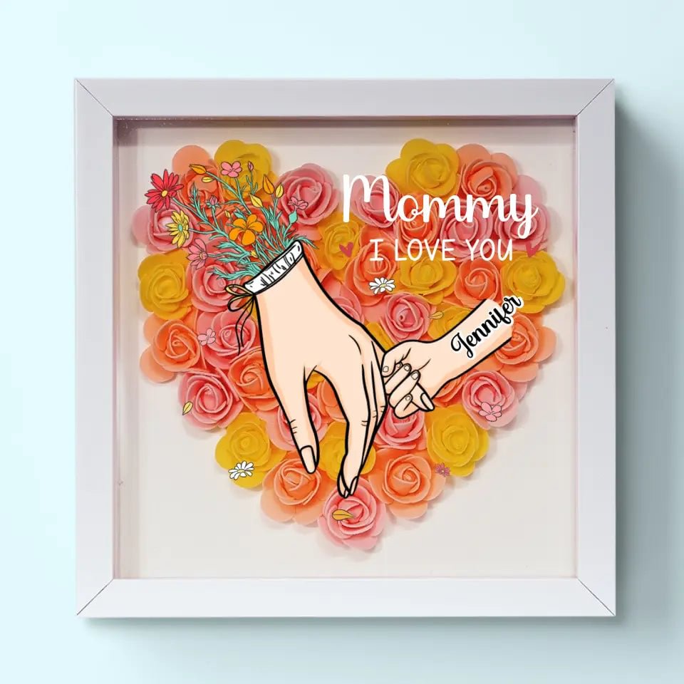Family Love Blooms Forever - Custom Mother's Day Personalized Flower Shadow Box With Led Light Personalized Gift for mom,grandma