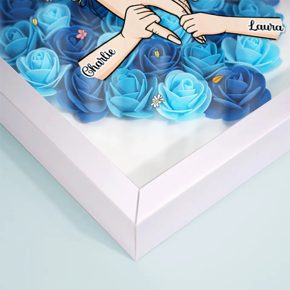Family Love Blooms Forever - Custom Mother's Day Personalized Flower Shadow Box With Led Light Personalized Gift for mom,grandma