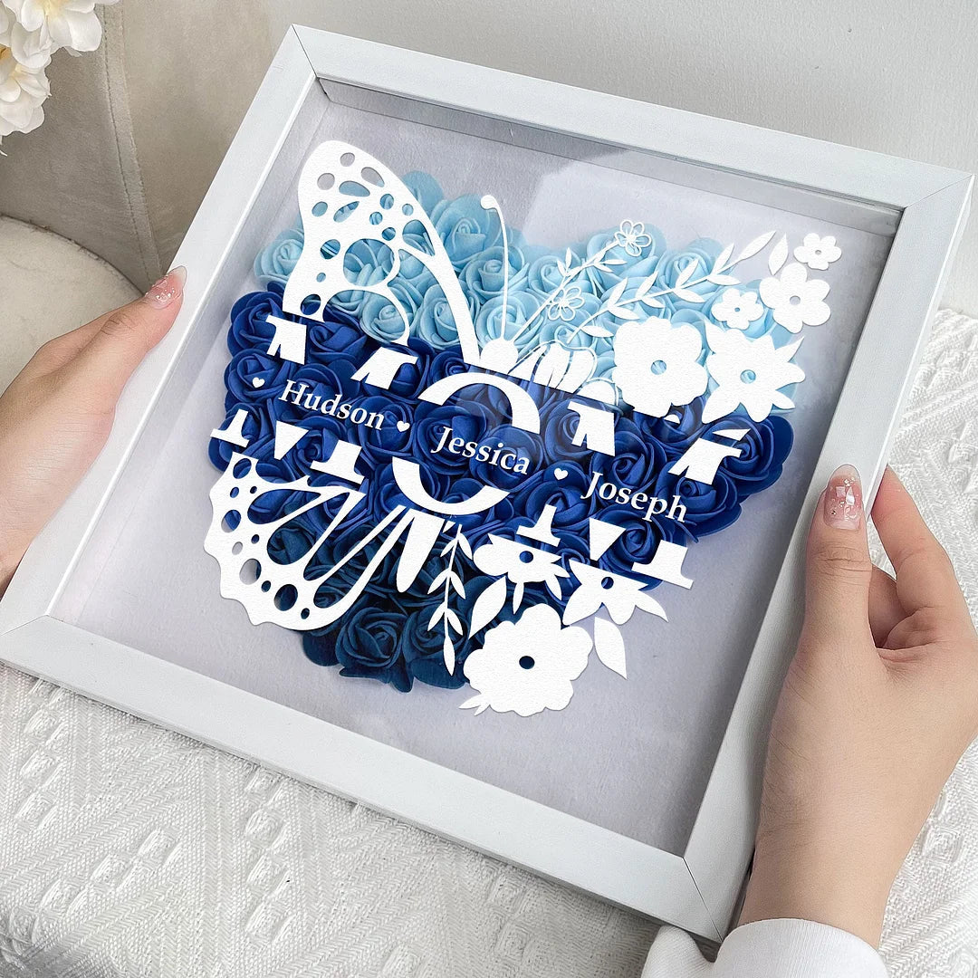 A Love That Lives On - Personalized Flower Shadow Box LED Light - A Memorial Gift With Butterflies | Mother's Day Gifts