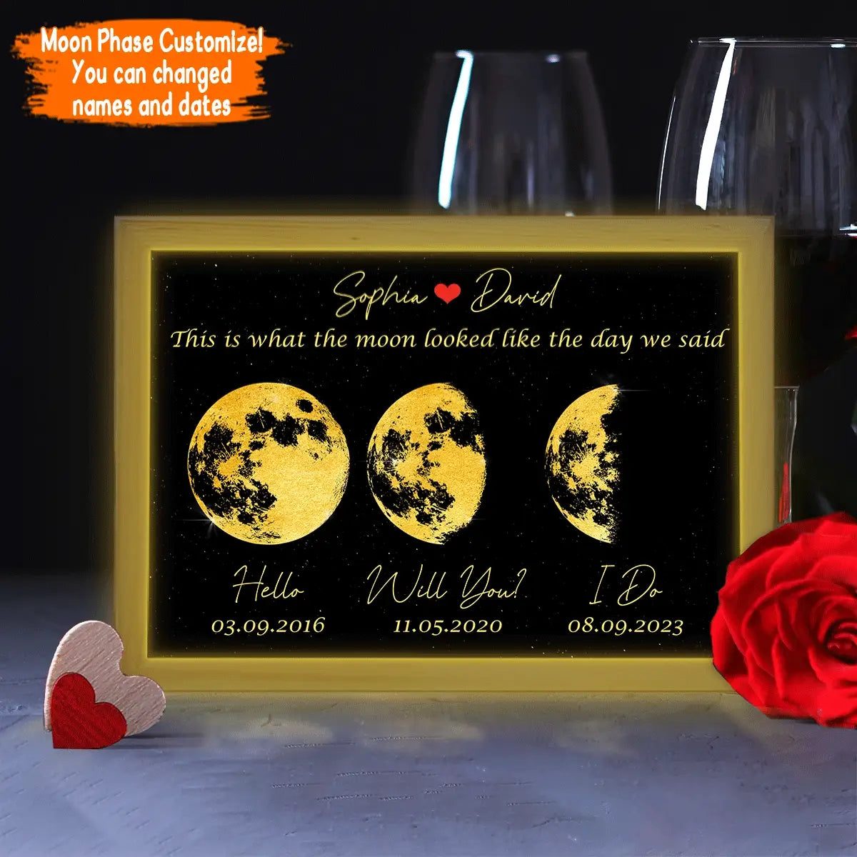 The Moon Look Like This - Personalized Light Photo Frame-Gift for Mom,Family