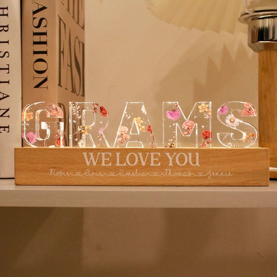 Custom Birth Flower Printed LED Night Light - 3D Illusion