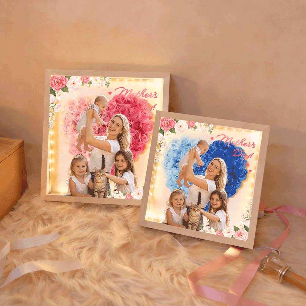 Personalized Flower Shadow Box - Custom Photo Gift For Mom, Gift For Mother's Day