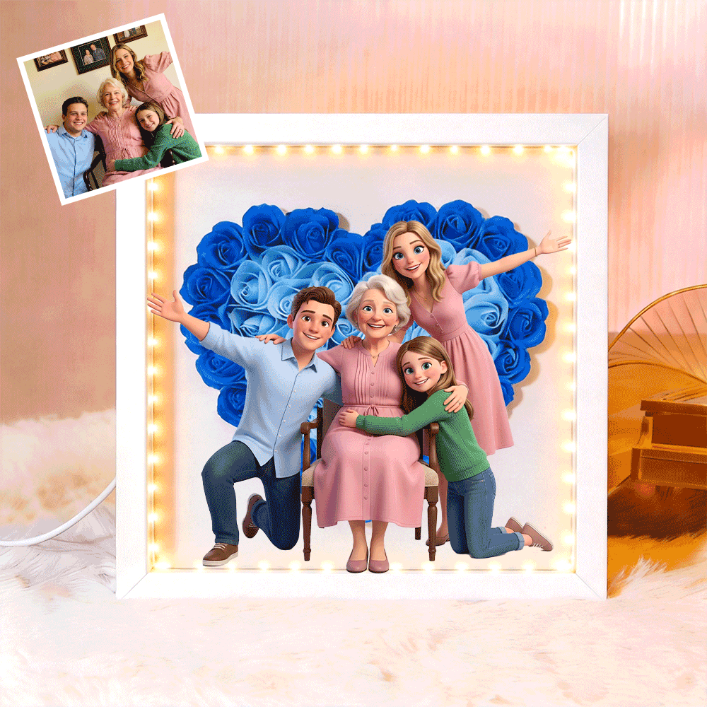 Personalized Flower Shadow Box - Custom Comic Style Photo, Gift For Mom, Gift For Mother's Day