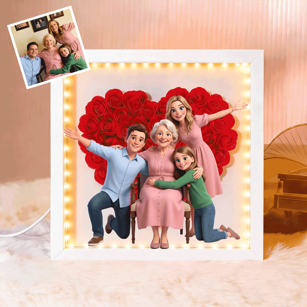 Personalized Flower Shadow Box - Custom Comic Style Photo, Gift For Mom, Gift For Mother's Day