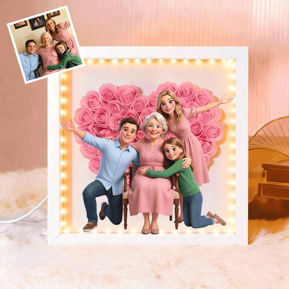Personalized Flower Shadow Box - Custom Comic Style Photo, Gift For Mom, Gift For Mother's Day