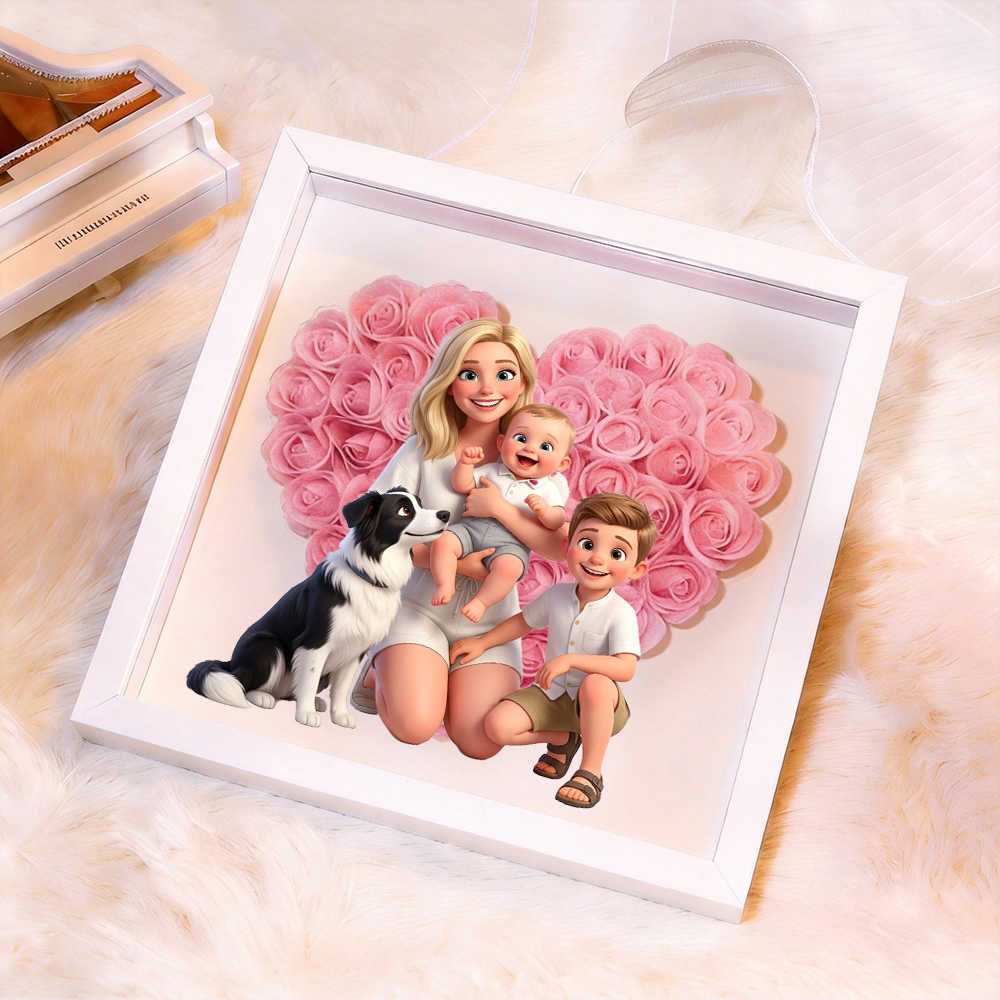 Personalized Flower Shadow Box - Custom Comic Style Photo, Gift For Mom, Gift For Mother's Day