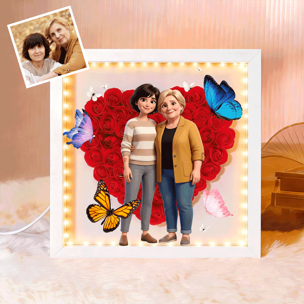 Personalized Butterfly Photo, Flower Shadow Boxgift For Mother's Day