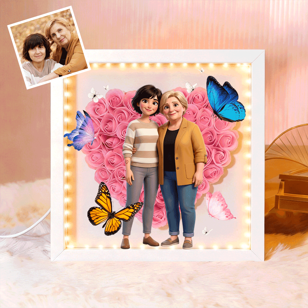 Personalized Butterfly Photo, Flower Shadow Boxgift For Mother's Day
