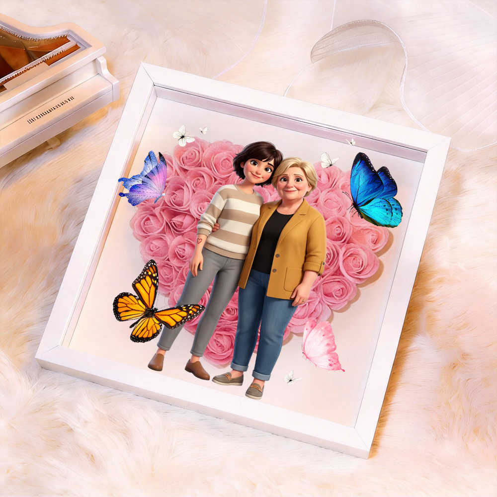 Personalized Butterfly Photo, Flower Shadow Boxgift For Mother's Day