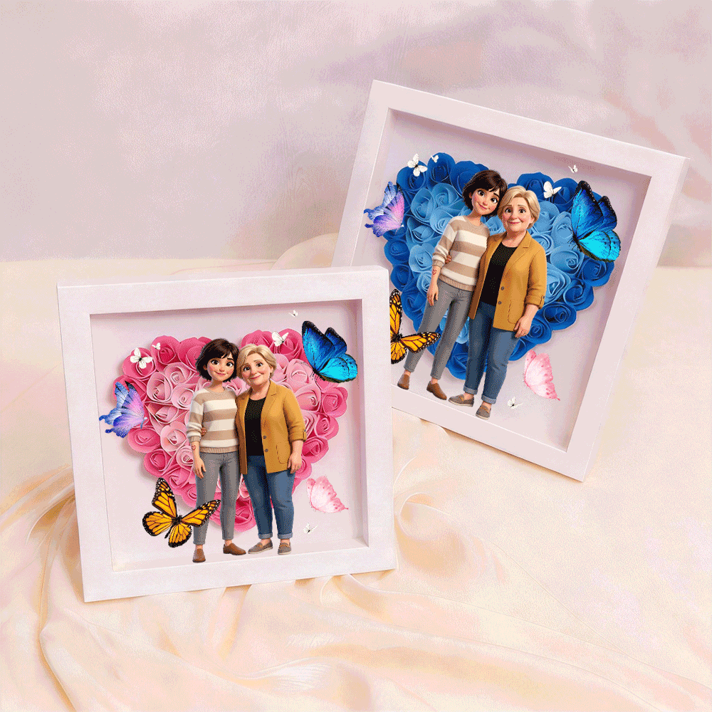 Personalized Butterfly Photo, Flower Shadow Boxgift For Mother's Day