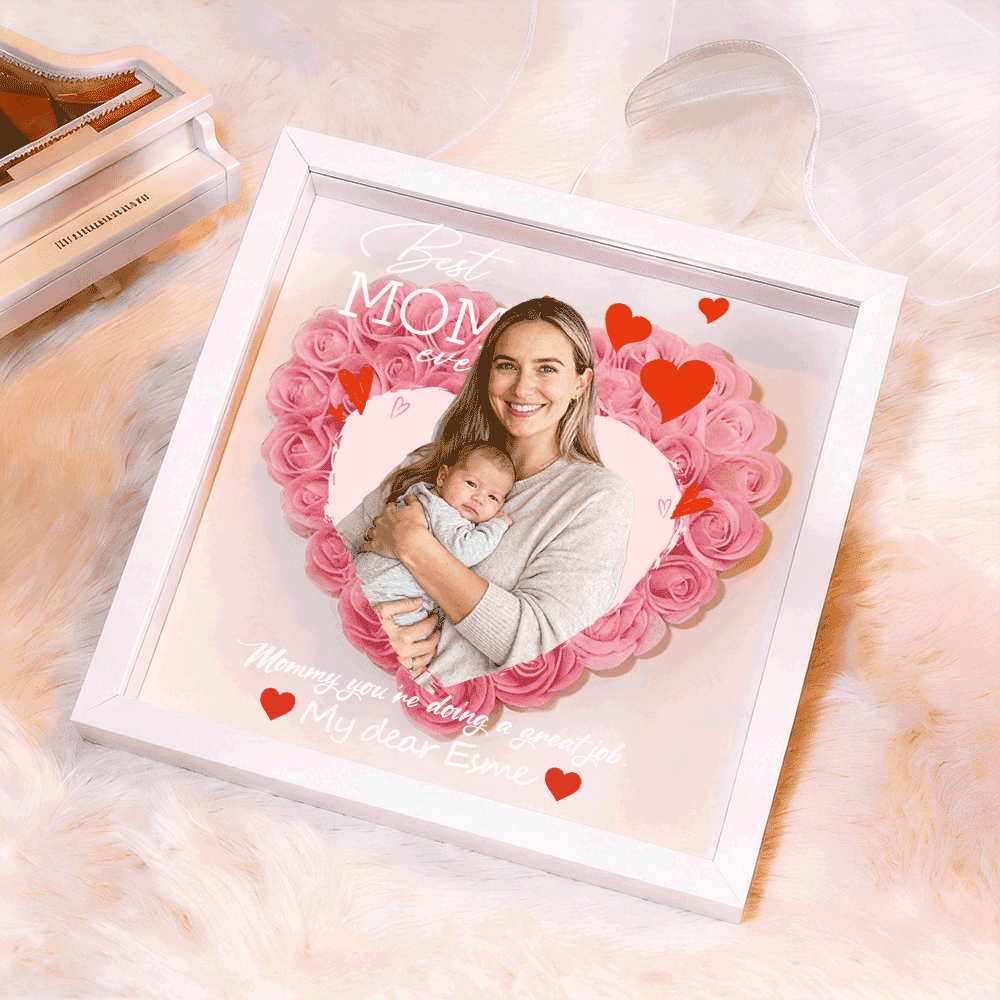 Custom Best Mom Ever Photo Flower Shadow Box, A Mother's Day Gift For Mum