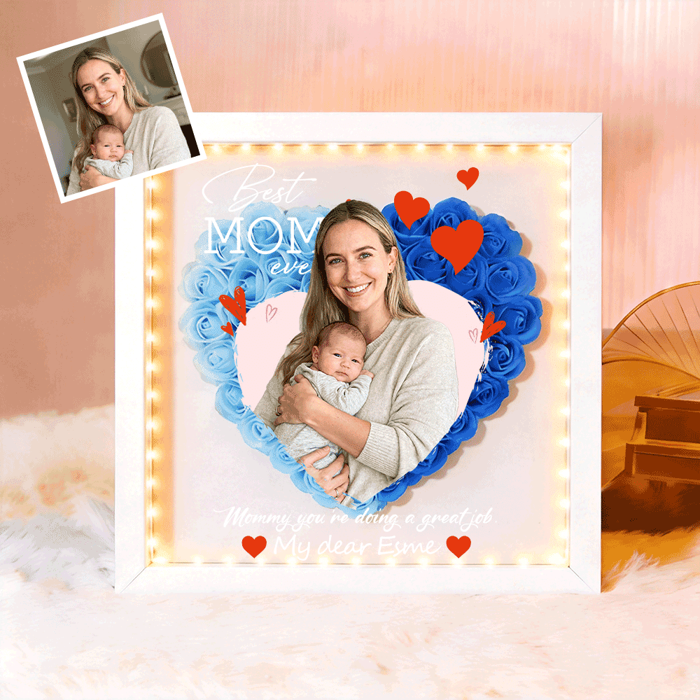 Custom Best Mom Ever Photo Flower Shadow Box, A Mother's Day Gift For Mum