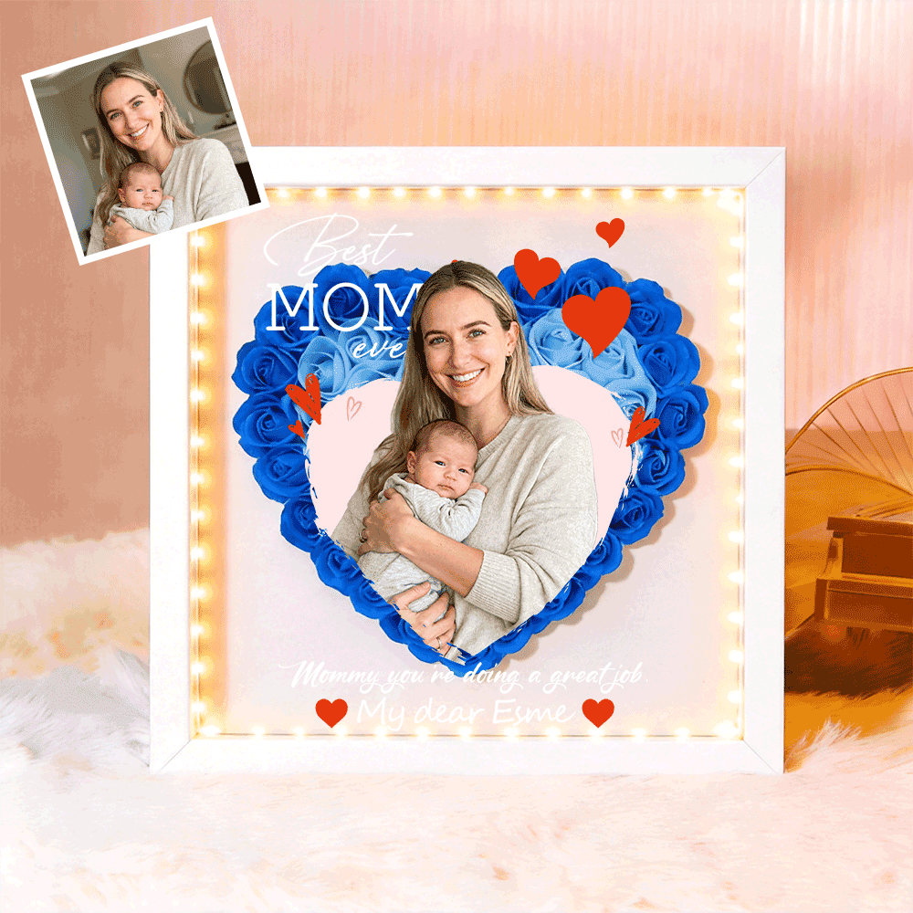 Custom Best Mom Ever Photo Flower Shadow Box, A Mother's Day Gift For Mum