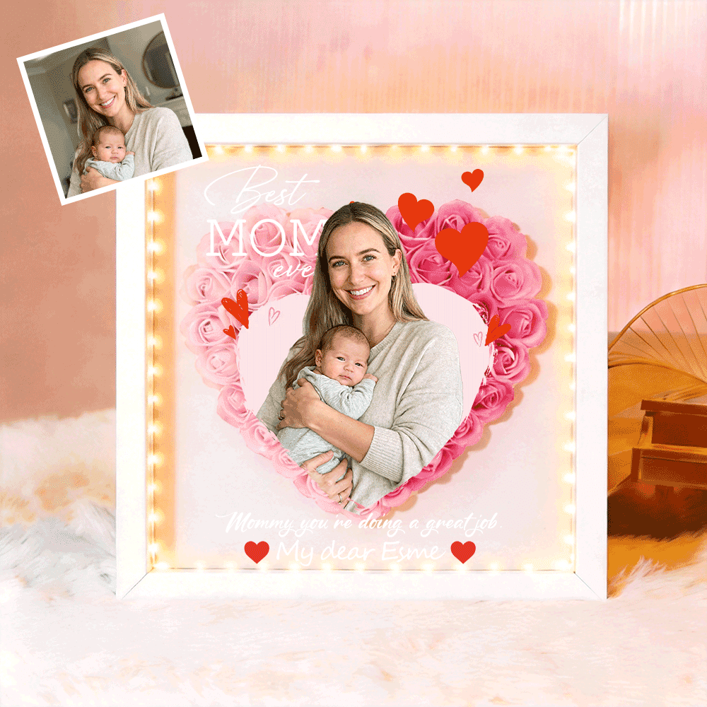 Custom Best Mom Ever Photo Flower Shadow Box, A Mother's Day Gift For Mum