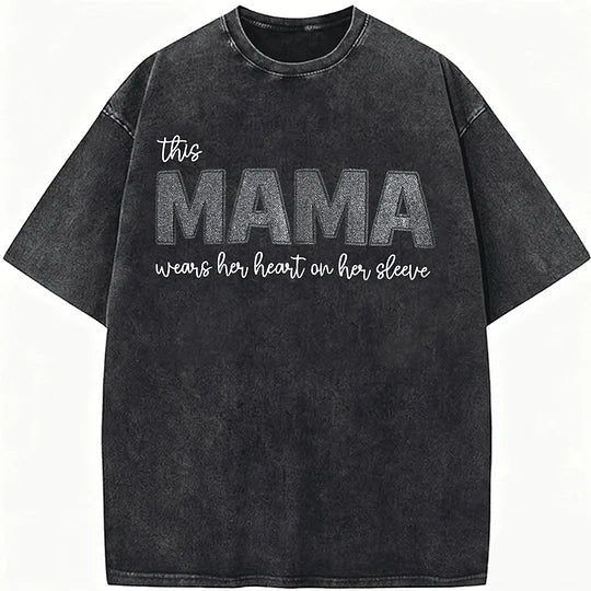 Custom Mama Glitter Embroidered Washed Sweatshirt with Kids' Names | Mother's Day Gift