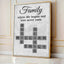 Family Where Life Begins and Love Never Ends Crossword Personalised Poster