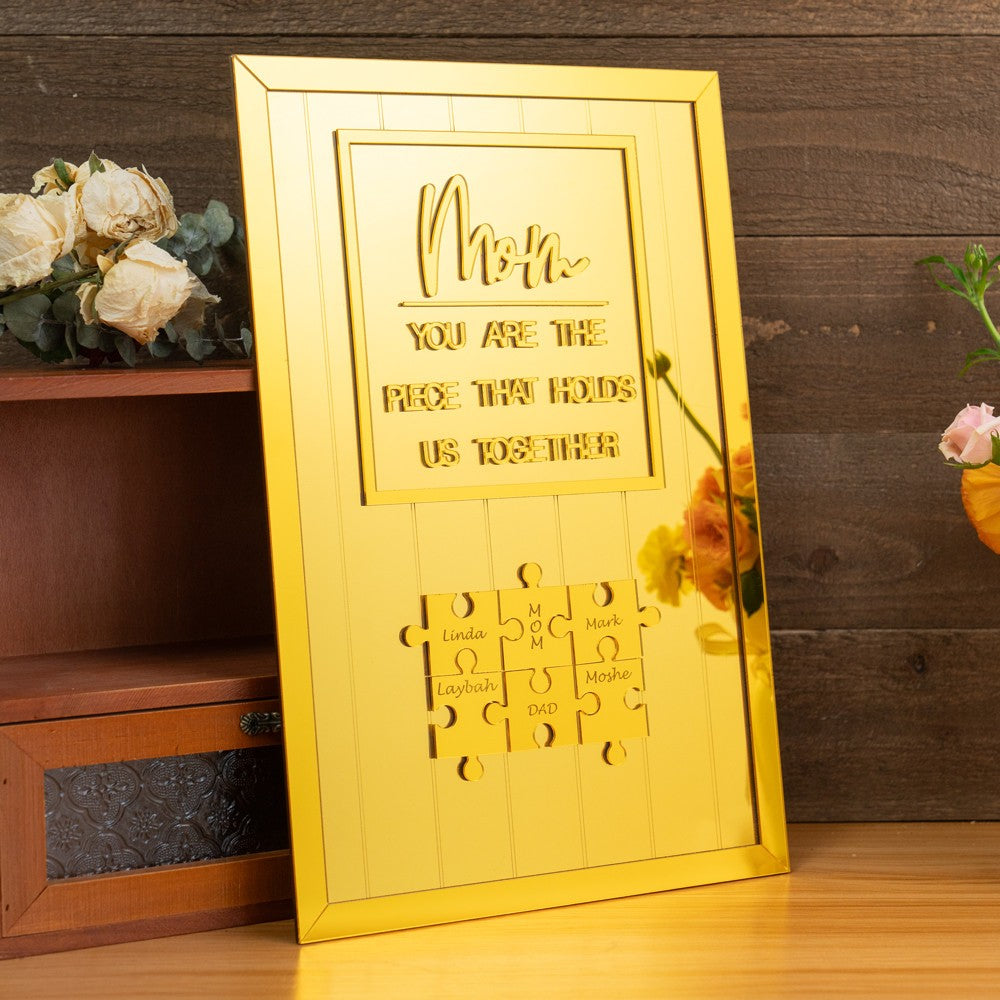 Custom Mom Puzzle Sign Mother's Day Gift from Kids Engraved Sign Piece