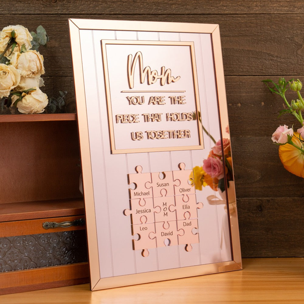 Custom Mom Puzzle Sign Mother's Day Gift from Kids Engraved Sign Piece