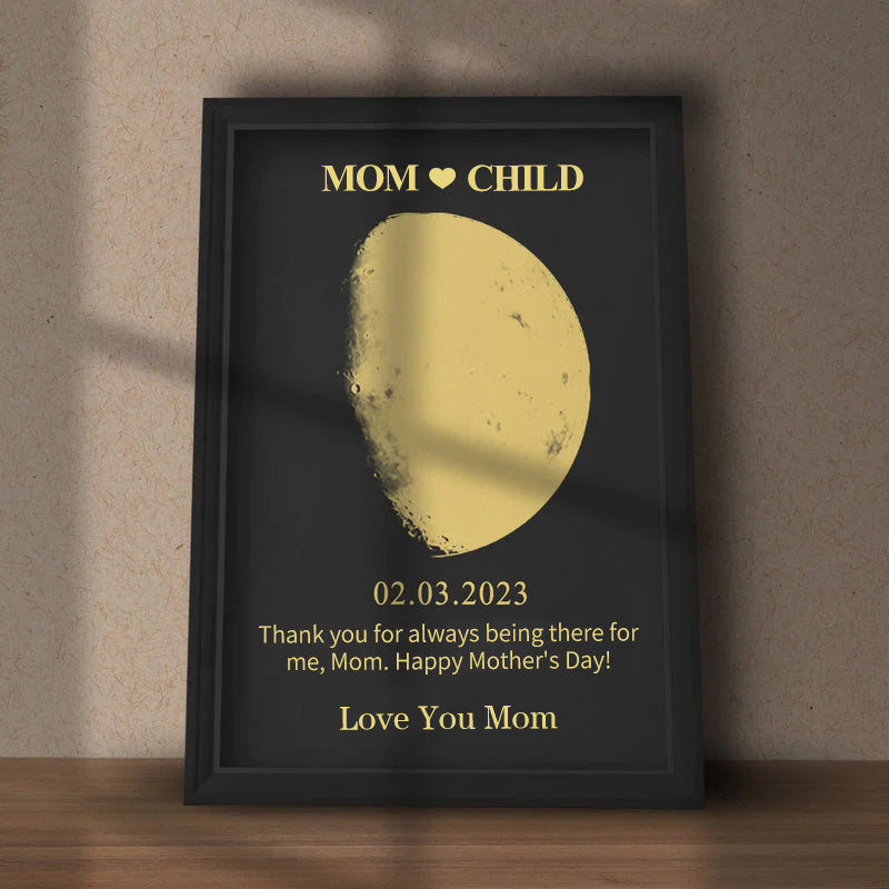 Custom Moon Phase With Custom Text - Commemorative Gift for Mom