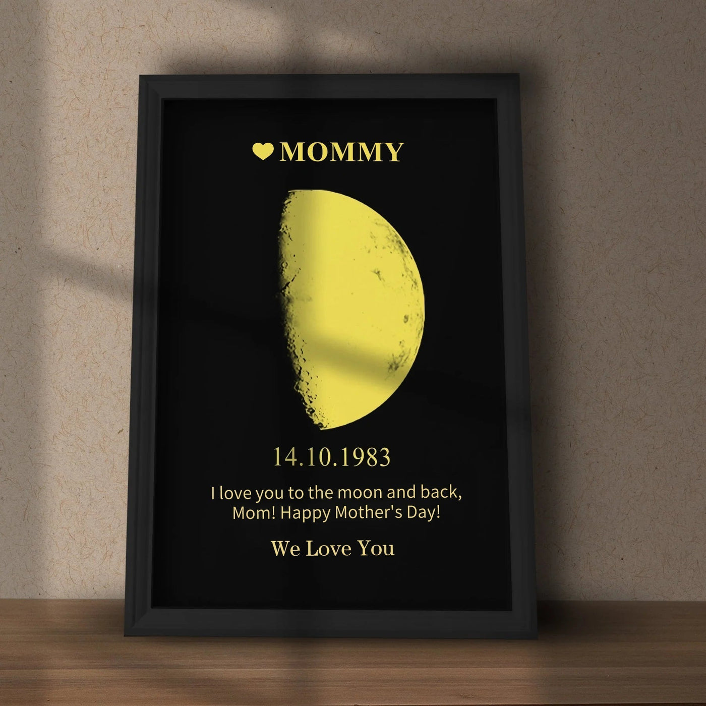 Custom Moon Phase With Custom Text - Commemorative Gift for Mom