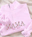 Embroidered Floral Mama Quarter Zip Sweatshirt with Names on Sleeve | Mother's Day Gift