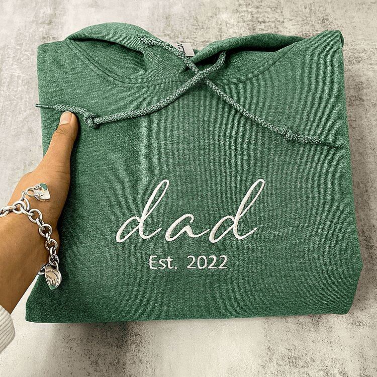 Custom Embroidered Dad Sweatshirt with Kid's Name on Sleeve | Father's Day Gift