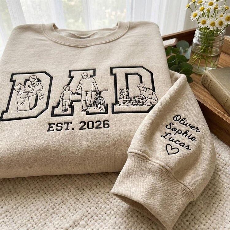 Custom Family Photo Sketch DAD Portrait Sweatshirt | Father's Day Gift