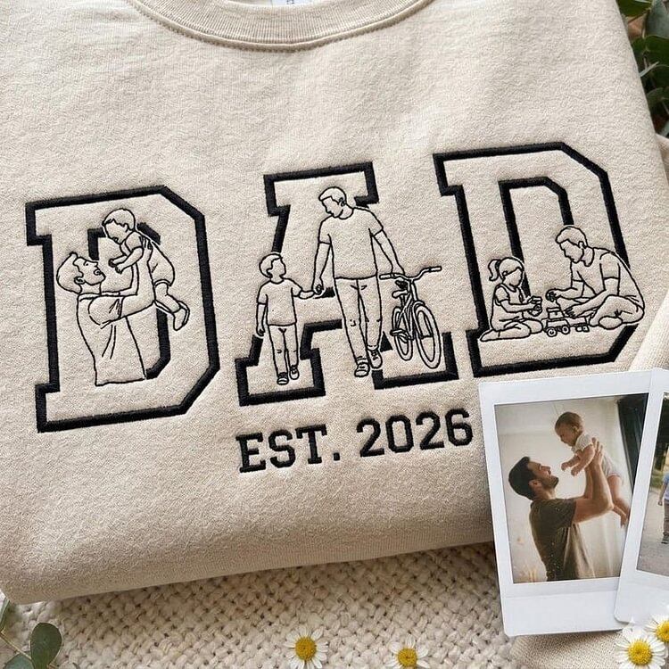 Custom Family Photo Sketch DAD Portrait Sweatshirt | Father's Day Gift